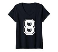 Femme Maillot numéro 8 pour Un Joyeux 8ème Anniversaire Twin Day T-Shirt avec Col en V