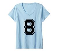 Femme Maillot numéro 8 pour Un Joyeux 8ème Anniversaire Twin Day T-Shirt avec Col en V