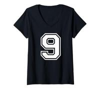 Femme Maillot numéro 9 pour Un Joyeux 9ème Anniversaire Twin Day T-Shirt avec Col en V