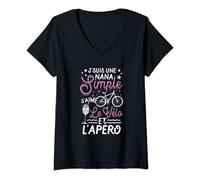 Femme Maillot Vélo - Je Suis Une Nana Simple - Vélo et Apéro T-Shirt avec Col en V