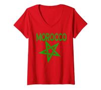 Femme Maillot vintage du Maroc I Love Maroc Football T-Shirt avec Col en V