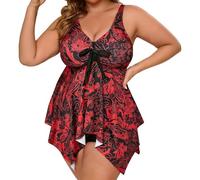 Femme Maillots de Bain 2 Piecese Ensembles Tankini à Volants Maillot Robe avec Imprimé Plage Short Bikini Set Slim Bikini Maillots Set Beachwear 2 Piecese 2026