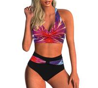 Femme Maillots de Bain Deux Pièces Push-up Ensembles Deux pièces de Tie-Dye Chic Taille Haute Bikini Set Col V Élégants