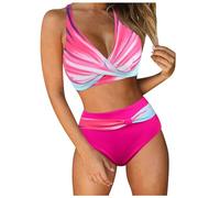 Femme Maillots de Bain Deux Pièces Push-up Ensembles Deux pièces de Tie-Dye Chic Taille Haute Bikini Set Col V RéTro Élégant