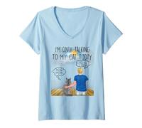 Femme Maine Coon Cat I'm Only Talking to My Cat Today Cats Lovers T-Shirt avec Col en V