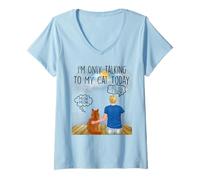 Femme Maine Coon Cat I'm Only Talking to My Cat Today Cats Lovers T-Shirt avec Col en V