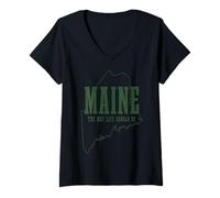 Femme Maine The Way Live Should Be Pine Tree State Map Pride T-Shirt avec Col en V