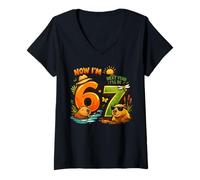 Femme Maintenant, J'Ai 6 Ans L'année Prochaine, j'aurai 7 Ans Capybara, 67 Ans, garçons et Filles T-Shirt avec Col en V