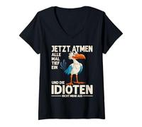 Femme Maintenant Respirez Tout Profondément Un Oiseau Drôle Hommes Femmes Oiseaux T-Shirt avec Col en V