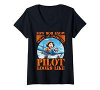 Femme Maintenant vous savez à quoi ressemble un pilote génial T-Shirt avec Col en V