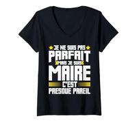 Femme Maire Parfait Meilleur Maire | Cadeau Maire Mairie Commune T-Shirt avec Col en V