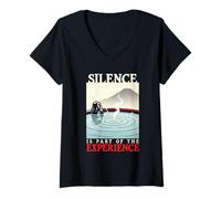 Femme Maison De Bain Onsen Silence is Part of The Experience T-Shirt avec Col en V