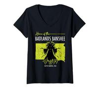 Femme Maison des Badlands Banshee, Dakota du Sud, Amérique, Cryptid T-Shirt avec Col en V