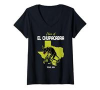 Femme Maison du Monstre cryptique d'El Chupacabra, État du Texas, Amérique T-Shirt avec Col en V