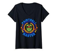 Femme Maître du Paintball Masque Tactique Couronne T-Shirt avec Col en V