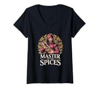 Femme Maître médiéval de la Cuisine des épices T-Shirt avec Col en V