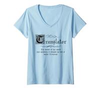 Femme Maître traducteur médiéval T-Shirt avec Col en V