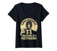 Femme Maîtrise des ressources humaines en RH multitâche T-Shirt avec Col en V