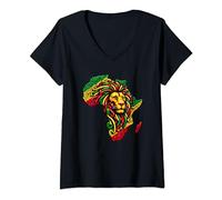 Femme Majesté africaine Rasta T-Shirt avec Col en V