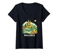 Femme Majorque Mallorca T-Shirt avec Col en V