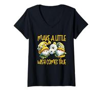 Femme Make A Little Wish Dandelion Gnome Graphic For Gardener T-Shirt avec Col en V