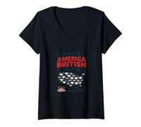 Femme Make America British Again Carte Humoristique pour Les Amateurs de thé T-Shirt avec Col en V