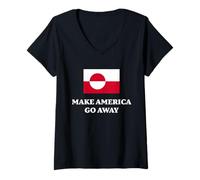 Femme Make America Go Away, Greenland Flag T-Shirt avec Col en V
