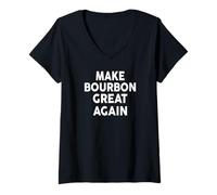 Femme Make Bourbon Great Again T-Shirt Funny Bourbons T-Shirt avec Col en V