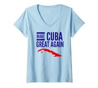 Femme Make Cuba Great Again Map Revolution Freedom Democracy Free T-Shirt avec Col en V