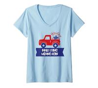 Femme Make Lying Wrong Again, satire politique patriotique et amusante des États-Unis T-Shirt avec Col en V