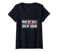 Femme Make My Back Great Again Blague de récupération Amusante pour Chirurgie du Dos T-Shirt avec Col en V