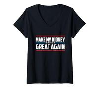 Femme Make My Kidney Great Again - Récupération des survivants de calculs rénaux T-Shirt avec Col en V