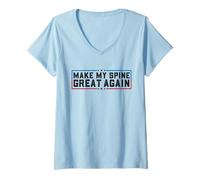 Femme Make My Spine Great Again Drôle de Récupération Chirurgie Dos T-Shirt avec Col en V