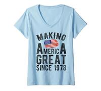 Femme Making America Great Since 1978, Hommes et Femmes de 48 Ans T-Shirt avec Col en V