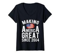 Femme Making America Great Since 2004 21 Years Old T-Shirt avec Col en V