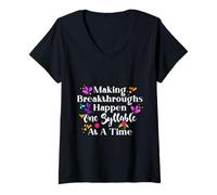 Femme Making Breakthroughs One Syllable At A Time Speech Therapy T-Shirt avec Col en V