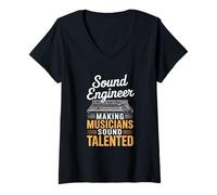Femme Making Musicians Sound Talentueux Ingénieur Audio T-Shirt avec Col en V