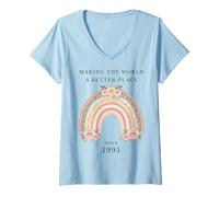 Femme « Making the World a Better Place since 1995 » T-Shirt avec Col en V