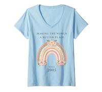 Femme « Making the World a Better Place since 2005 » T-Shirt avec Col en V