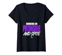 Femme Maladie de Crohn Guerrier de Crohn IBD Warrior Support T-Shirt avec Col en V
