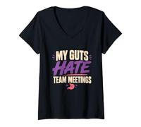 Femme Maladie de Crohn Guerrier de Crohn IBD Warrior Support T-Shirt avec Col en V