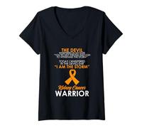 Femme Maladie rénale du ruban orange guerrier du cancer du rein T-Shirt avec Col en V