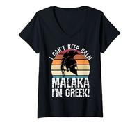 Femme Malaka I Am Greek - fiers spartiates grecs T-Shirt avec Col en V