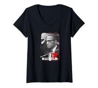 Femme Malcolm X_001 T-Shirt avec Col en V