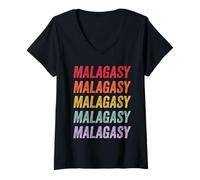 Femme Malgache T-Shirt avec Col en V