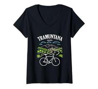 Femme Mallorca Serra de Tramuntana Vélo Cycliste Espagne T-Shirt avec Col en V