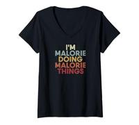 Femme Malorie Name Malorie Personalized Name First Given T-Shirt avec Col en V