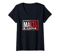 Femme Malte T-Shirt avec Col en V
