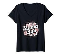 Femme Mama Club pour mamans, femmes, filles, maman, fête des mères T-Shirt avec Col en V