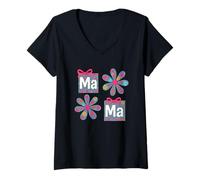 Femme Mama Flower Power Love Radiant Blooms T-Shirt avec Col en V